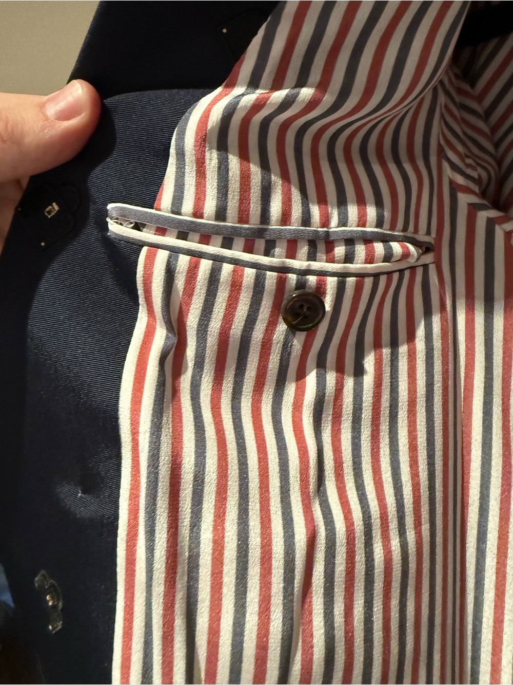 THOM BROWNE Navy Embroidered Double-Breasted Blazer with Gold Buttons - Picture 8 of 10
